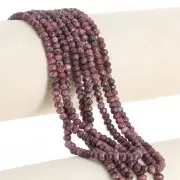 Round beads flattened faceted 4x3 mm gem tinted Dark Rose Quartz x35cm