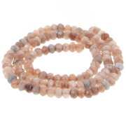 Round beads flattened faceted 4.5x3mm gemstone dyed Quartz Salmon 35cm