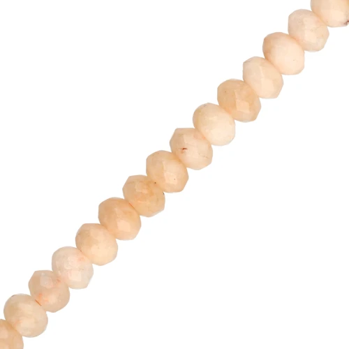Round beads flattened faceted 4.5x3mm gemstone dyed Quartz Salmon 35cm