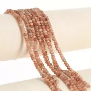 Round beads flattened faceted 4.5x3mm gemstone dyed Quartz Salmon 35cm