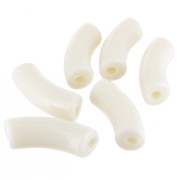 35x11mm Opaque Acrylic curved tube beads - Ivory x6