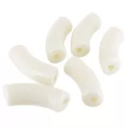 35x11mm Opaque Acrylic curved tube beads - Ivory x6