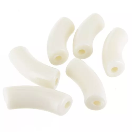 Curved tube beads 35x11 mm in opaque acrylic - Ivory x6