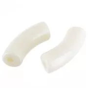 35x11mm Opaque Acrylic curved tube beads - Ivory x6