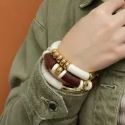 35x11mm Opaque Acrylic curved tube beads - Ivory x6