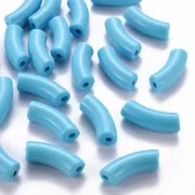 Curved tube beads 35x11 mm in opaque acrylic - Light blue x6