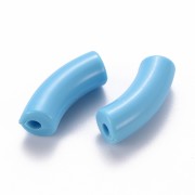 Curved tube beads 35x11 mm in opaque acrylic - Light blue x6