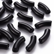 35x11mm Opaque Acrylic curved tube beads - Black x6|raw }}