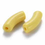Curved tube beads 35x11 mm in opaque acrylic - Yellow x6