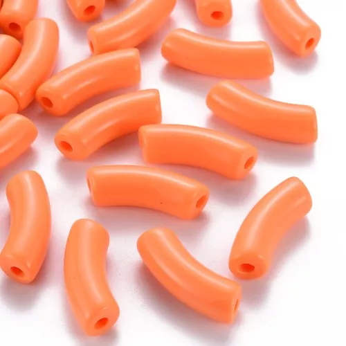 Curved tube beads 35x11 mm in opaque acrylic - Orange x6