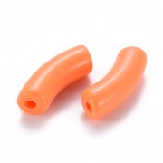 Curved tube beads 35x11 mm in opaque acrylic - Orange x6
