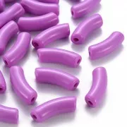 35x11mm Opaque Acrylic curved tube beads - Parma x6