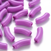 Curved tube beads 35x11 mm in opaque acrylic - Parma x6