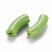 35x11mm Opaque Acrylic curved tube beads - Light green x6