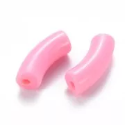35x11mm Opaque Acrylic curved tube beads - Light pink x6