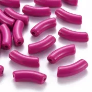 35x11mm Opaque Acrylic curved tube beads - Fuchsia x6