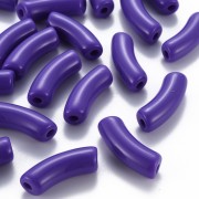 35x11mm Opaque Acrylic curved tube beads - Dark purple x6|raw }}