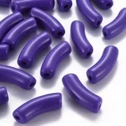 Curved tube beads 35x11 mm in opaque acrylic - Dark violet x6