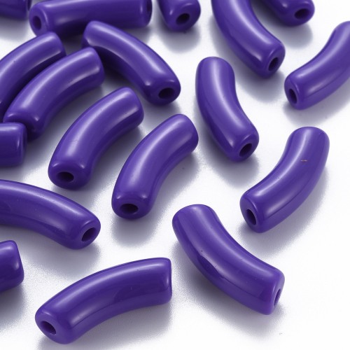 35x11mm Opaque Acrylic curved tube beads - Dark purple x6