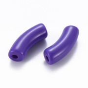 Curved tube beads 35x11 mm in opaque acrylic - Dark violet x6