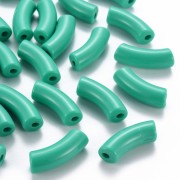 35x11mm Opaque Acrylic curved tube beads - Turquoise Green x6