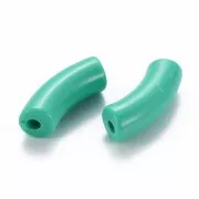 35x11mm Opaque Acrylic curved tube beads - Turquoise Green x6