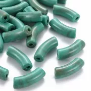 Turquoise - Perles tube incurvé en acrylique opaque 35x11 mm - Marbré Turquoise - Marron x6 Perles tube incurvé en acrylique opaque 35x11 mm - Marbré Turquoise - Marron x6