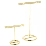 15.5x9.5cm and 7x7.5cm metal T shape jewellery displays - Gold Tone x2