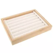 20x15cm Bambou & suédine Jewellery display for rings - Beige x1
