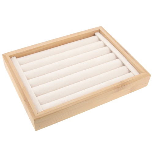 20x15cm Bambou & suédine Jewellery display for rings - Beige x1