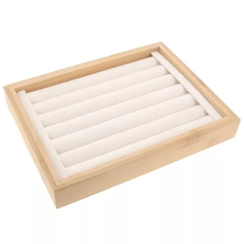 20x15cm Bambou & suédine Jewellery display for rings - Beige x1