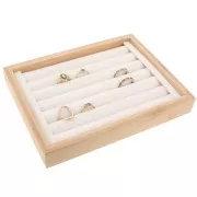 20x15cm Bambou & suédine Jewellery display for rings - Beige x1