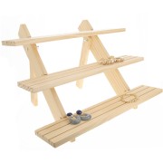 38x39.5cm Wooden jewellery display with 3 shelves - Natural x1