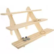 38x39.5cm Wooden jewellery display with 3 shelves - Natural x1