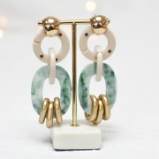 47x35mm Oval acetate pendant - Tortoiseshell - Glitter - Gold - Black x1