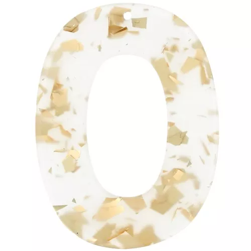 Oval hollow acetate pendant 47x35 mm - Glitter - Gold - Transparent x1