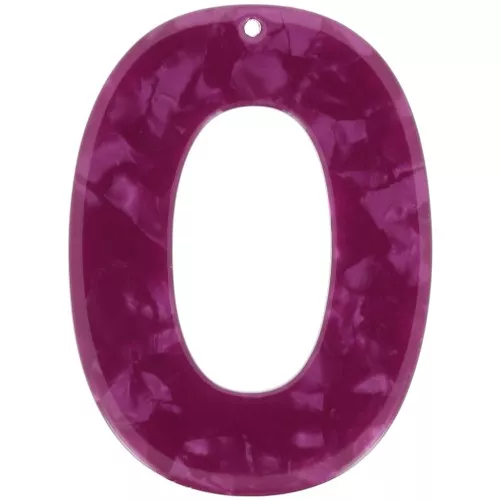 Acetate Oval Hollow Pendant 47x35 mm - Tortoiseshell - Pearlescent Raspberry x1