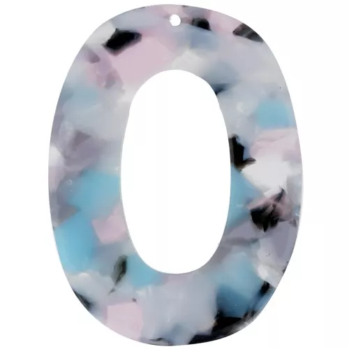 47x35mm Oval acetate pendant - Tortoiseshell - Peary Light Blue - Pink x1
