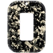 40x30mm Rectangle acetate pendant - Tortoiseshell - Glitter - Gold - Blackx1|raw }}
