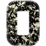 40x30mm Rectangle acetate pendant - Tortoiseshell - Glitter - Gold - Blackx1