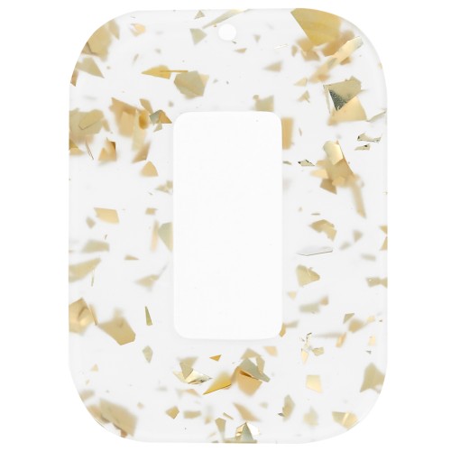 Acetate hollow rectangle pendant 40x30 mm - Glitter - Gold - Transparent x1