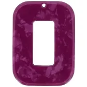 Rectangular hollow acetate pendant 40x30 mm - Tortoiseshell - Pearlescent raspberry