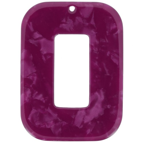 40x30mm Rectangle acetate pendant - Tortoiseshell - Pearly Raspberry x1