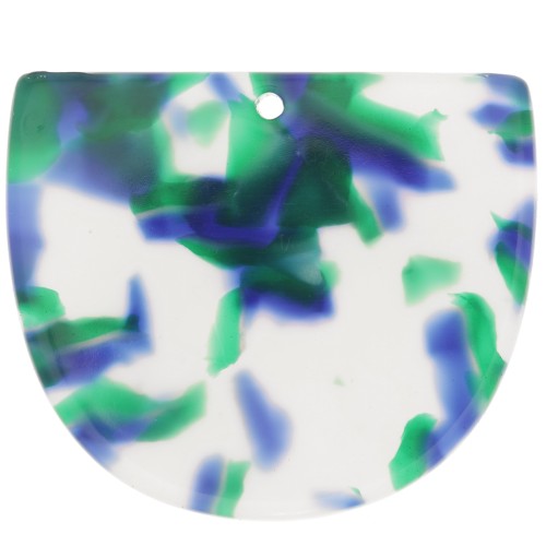 29x34mm Acetate Half-moon pendant - Tortoiseshell - Dark Blue - Green x1