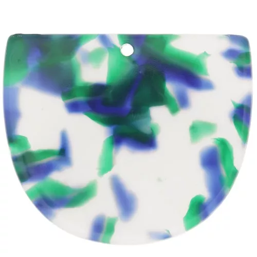 29x34mm Acetate Half-moon pendant - Tortoiseshell - Dark Blue - Green x1