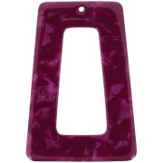 Acetate hollow trapeze pendant 50x35 mm - Tortoiseshell - Pearlescent raspberry