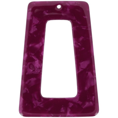 50x35mm Acetate Hollow trapeze Pendant - Tortoise Shell - Pearly Raspberry x1