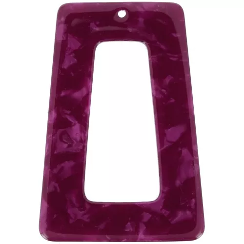 Acetate hollow trapeze pendant 50x35 mm - Tortoiseshell - Pearlescent raspberry