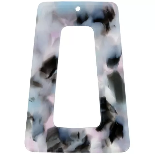50x35 mm acetate hollow trapeze pendant Tortoise shell Light blue - Pearlescent pink