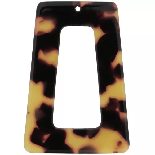 Acetate hollow trapeze pendant 50x35 mm - Tortoiseshell - Brown - Black x1